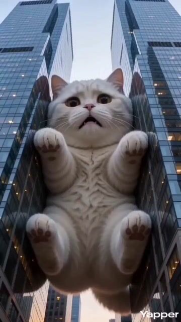 Godzilla Sized White Tabby Cat In Chongqing — Seedance 2.0 video prompt example
