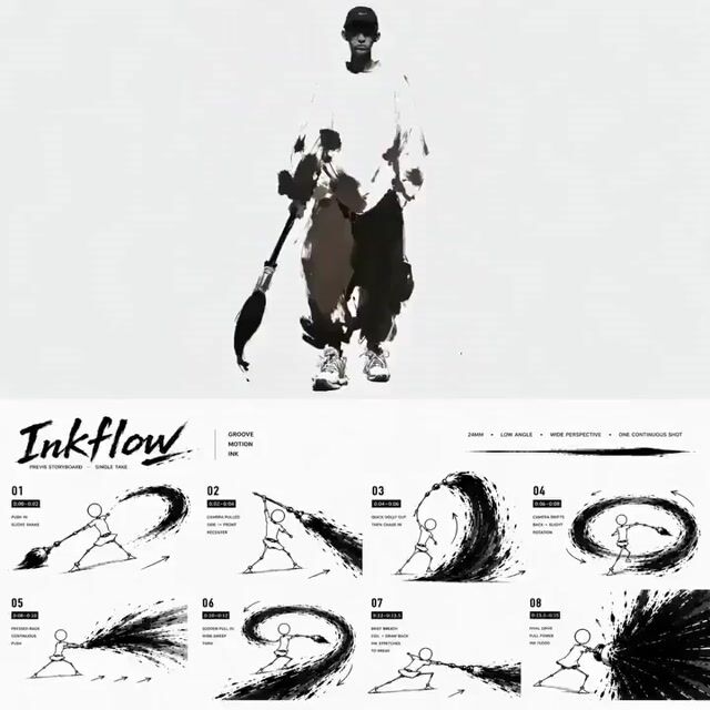 Ink Minimalism Hip Hop Dance — Seedance 2.0 video prompt example