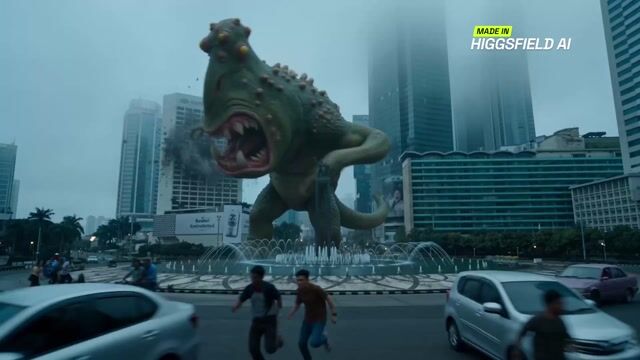 Jakarta Mecha Vs Monster Scene — Seedance 2.0 video prompt example