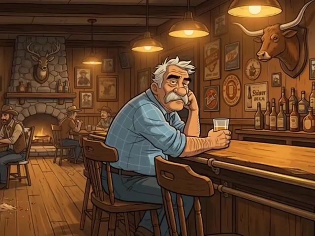 Man At A Bar With Moon Landing On Tv 603 — Seedance 2.0 video prompt example