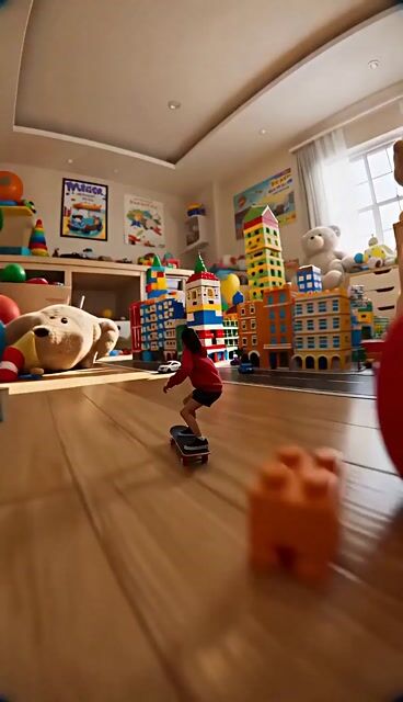 Miniature Skateboard Chase Scene — Seedance 2.0 video prompt example