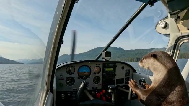 Nature Documentary Otter Flying An Airplane 136 — Seedance 2.0 video prompt example