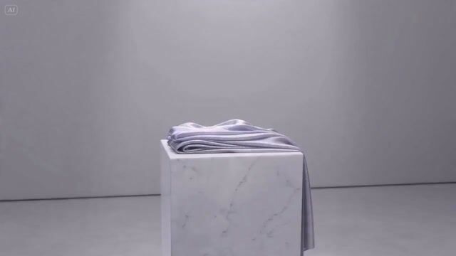 Pixar Style 3d Animation Of Iridescent Fabric On A Marble Pedestal — Seedance 2.0 video prompt example