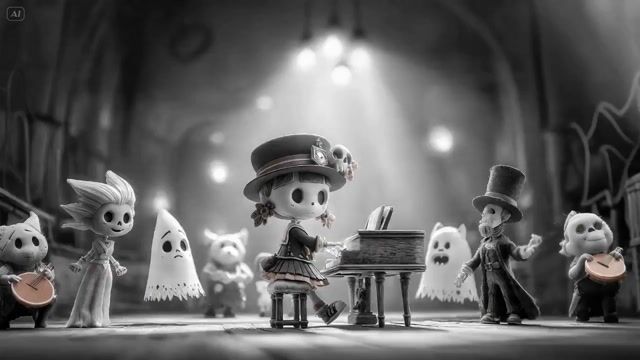 Prompt For A Monster Choir With Black And White To Color Transition — Seedance 2.0 video prompt example