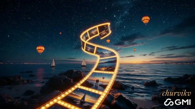 Romantic Film Strip Ocean Night — Seedance 2.0 video prompt example