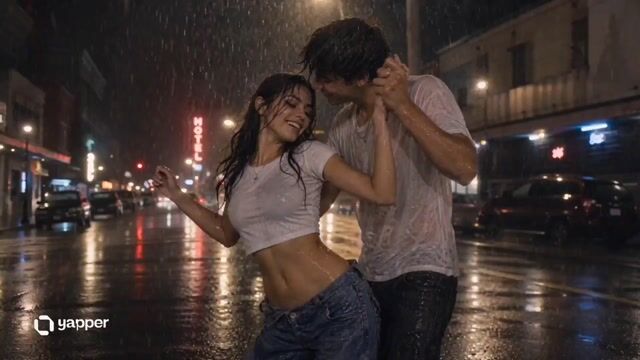 Romantic Rain Dance City Night — Seedance 2.0 video prompt example