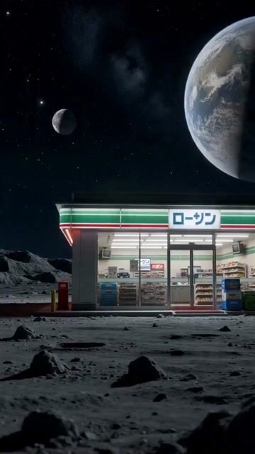 Surreal Live Action Video Of Convenience Store Worker On The Moon — Seedance 2.0 video prompt example