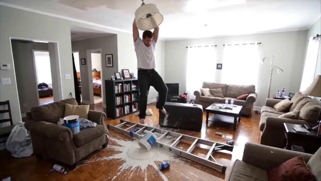 Surreal Living Room Ceiling Collapse — Seedance 2.0 video prompt example