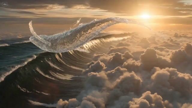Surreal Sky Ocean Battle Whale Vs  Kraken — Seedance 2.0 video prompt example