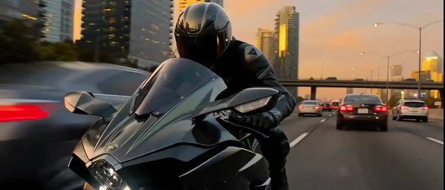 Ultra Cinematic Time Freeze Motorcycle Action Scene — Seedance 2.0 video prompt example