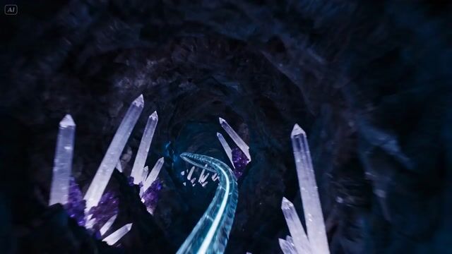 Underground Crystal Cavern Mag Lev Racing — Seedance 2.0 video prompt example